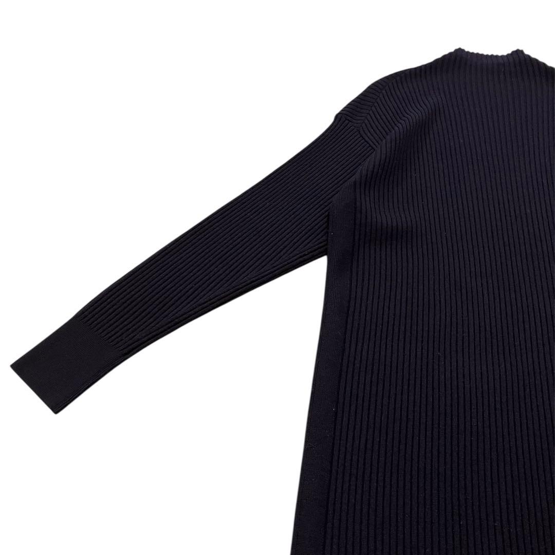 ebure エブール モックネックリブニットロングワンピース ウール ブラック