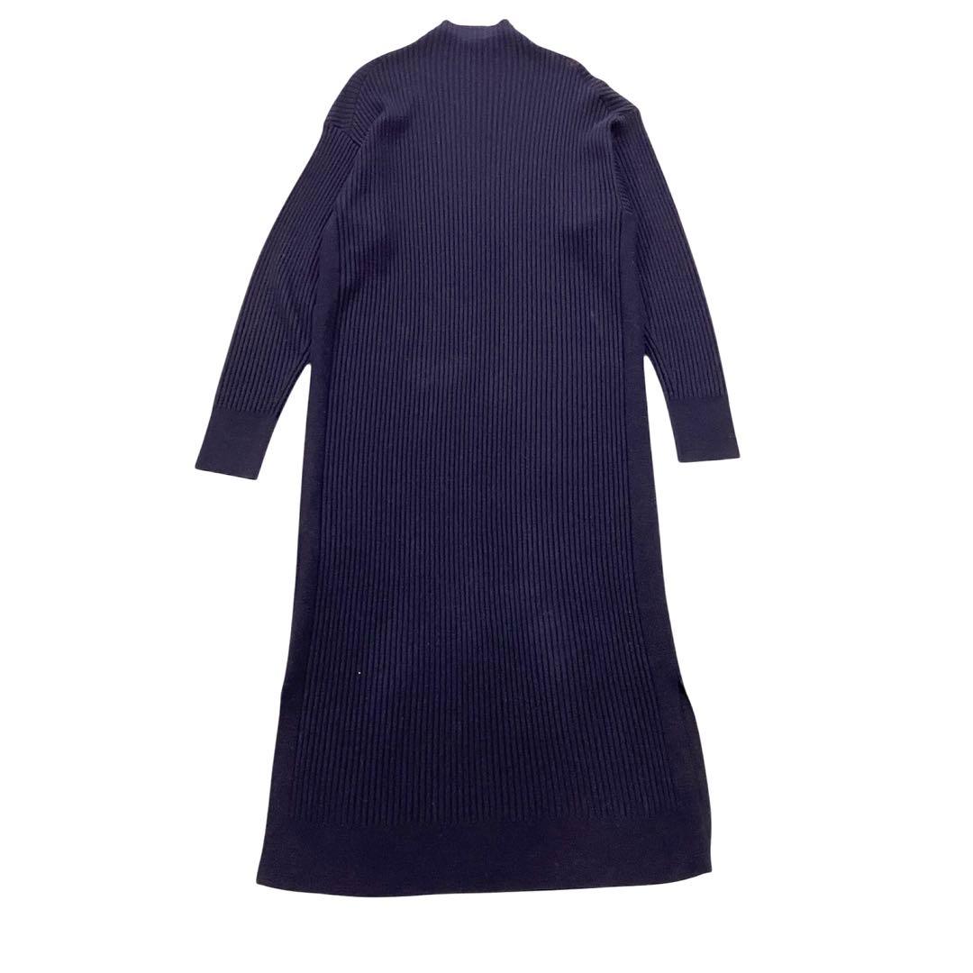 ebure エブール モックネックリブニットロングワンピース ウール ブラック