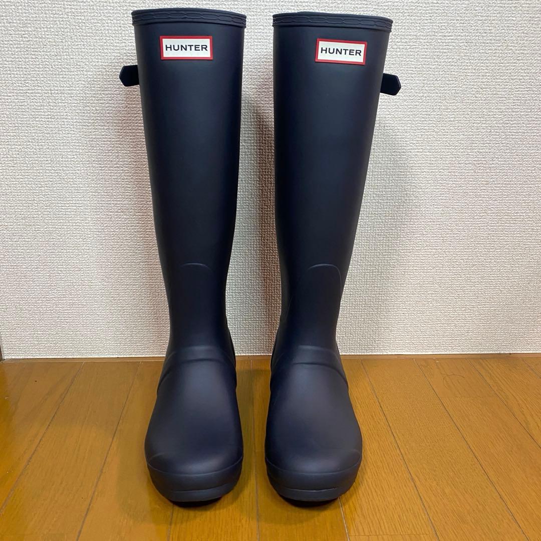 値下げ中【極美品】HUNTER レインブーツ 長靴 ネイビー US8