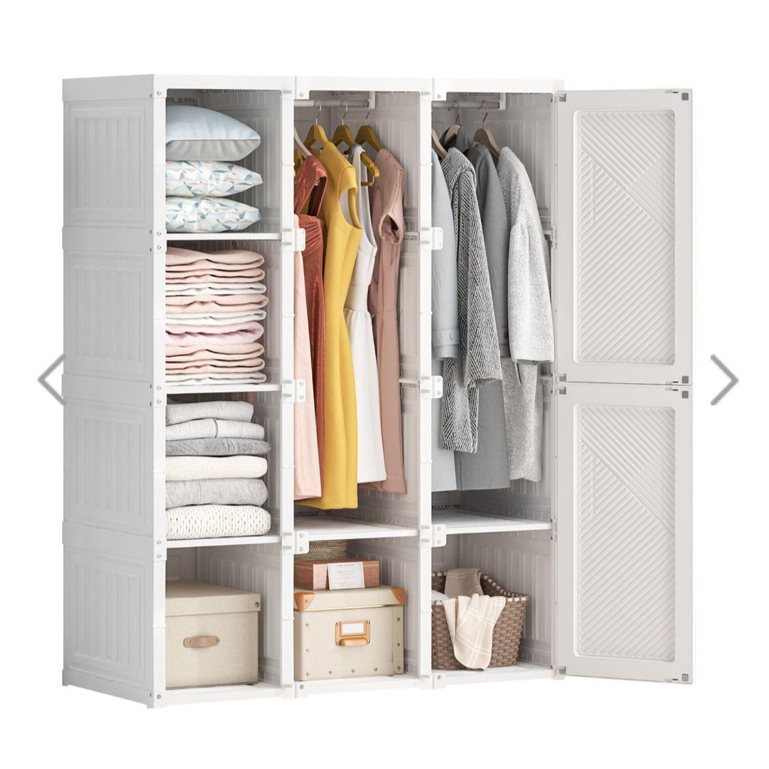 モリリン折りたたみワードローブ 白扉３列