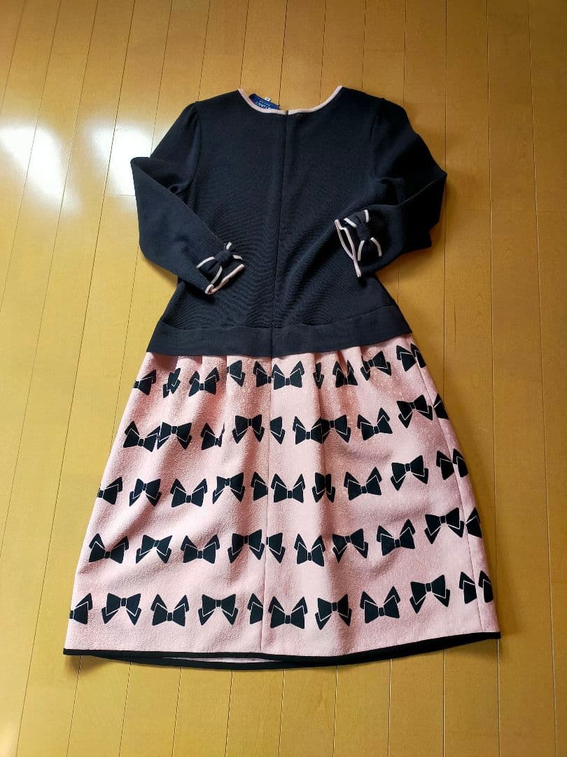 M. GRACY リボン柄 ひざ丈ワンピース 40 可愛い