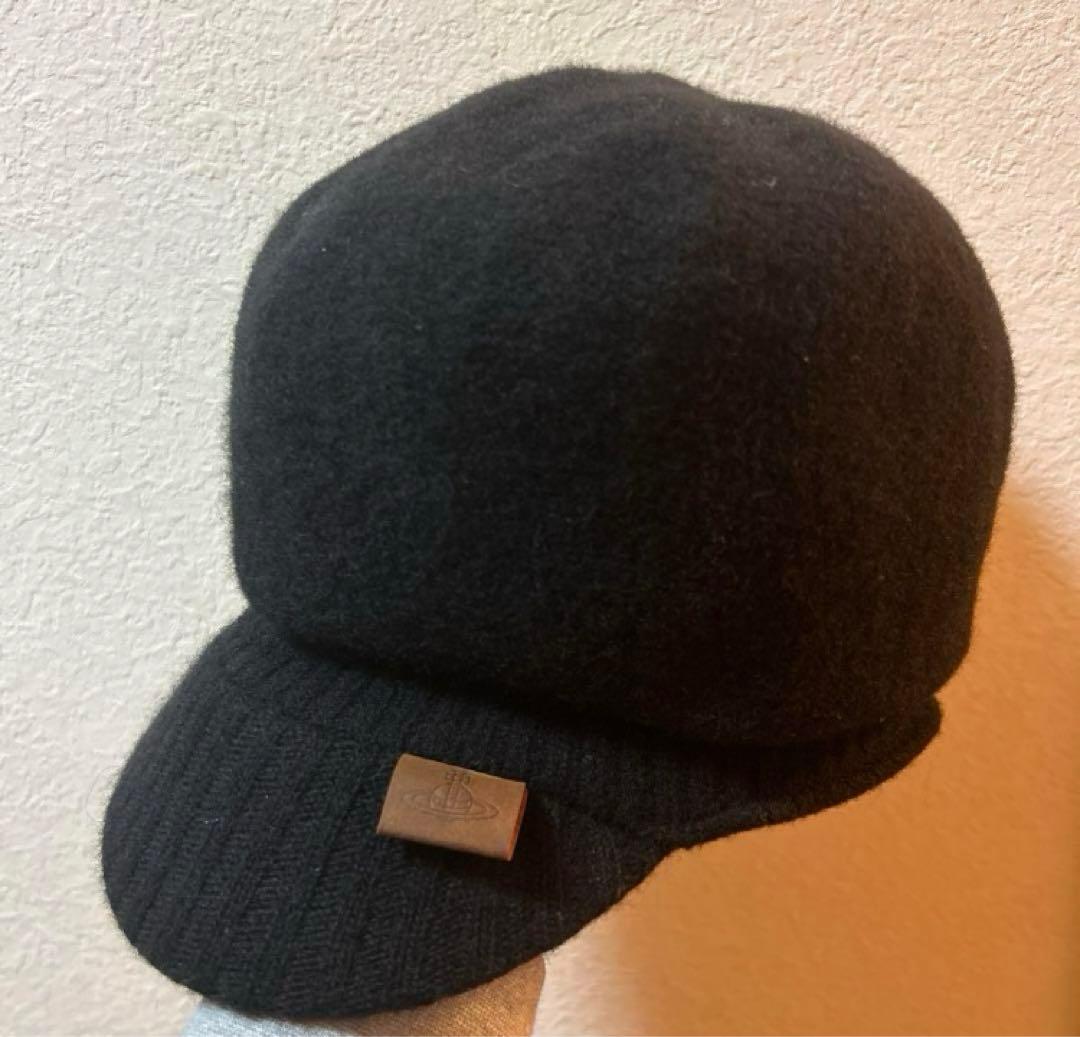 ヴィヴィアンウエストウッド　キャスケット　帽子　ウール　黒　キャップ　ニット帽