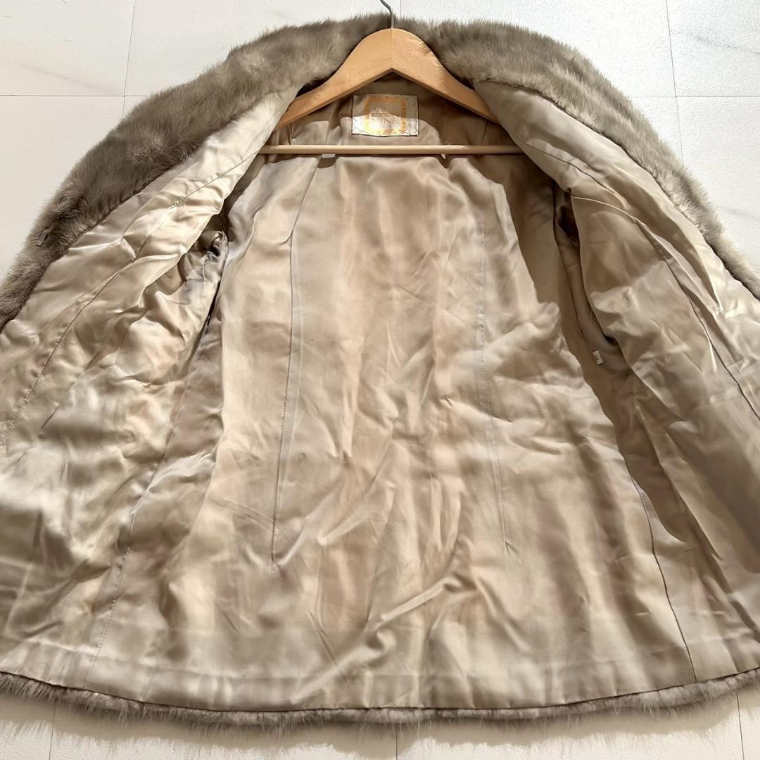 最高級　金サガ ブルーアイリスミンク 毛皮コート リアルファー 11 L