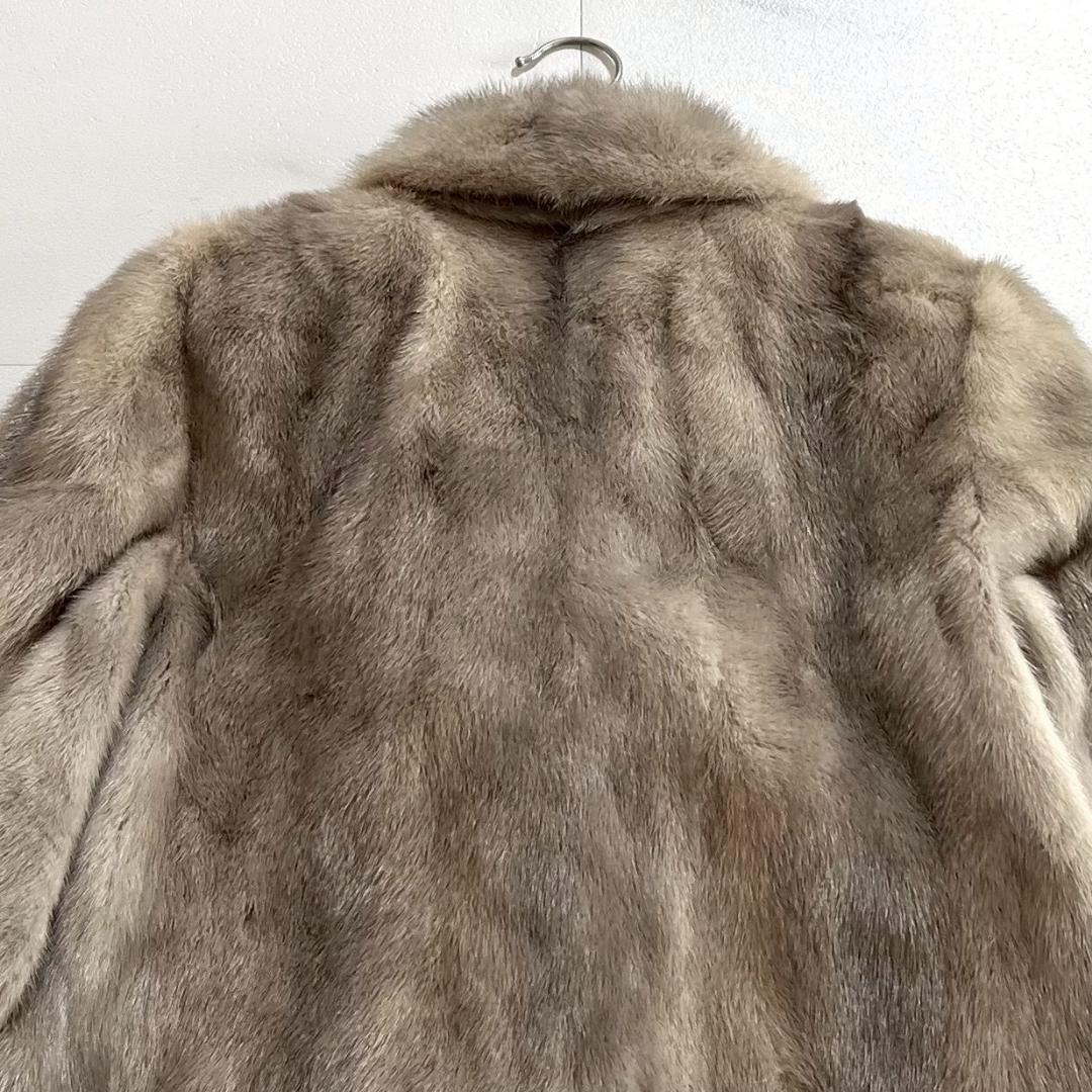 最高級　金サガ ブルーアイリスミンク 毛皮コート リアルファー 11 L