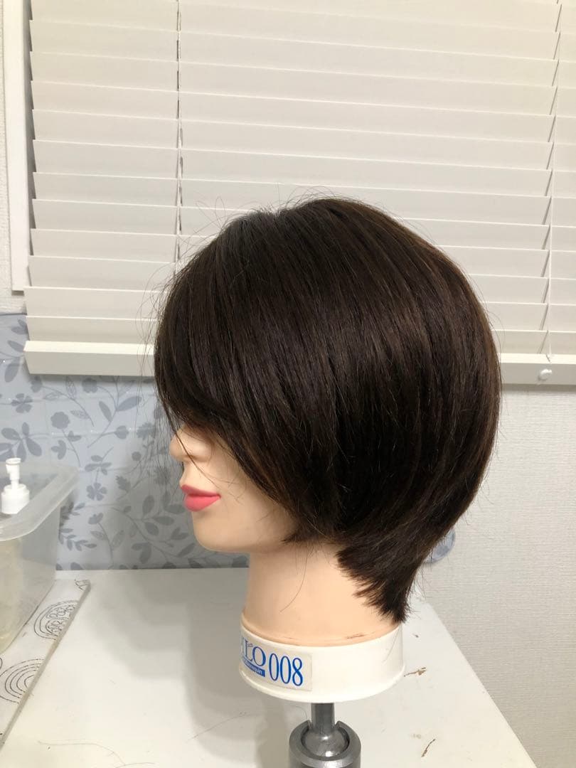 人毛100% フルウィッグ　ショートボブ　ブラウン