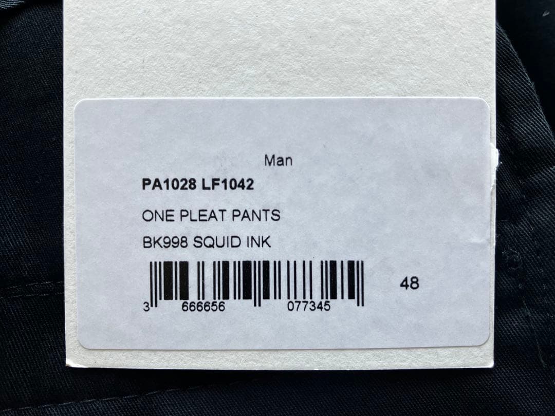 パンツ LEMAIRE ONE PLEAT PANTS squid ink 48
