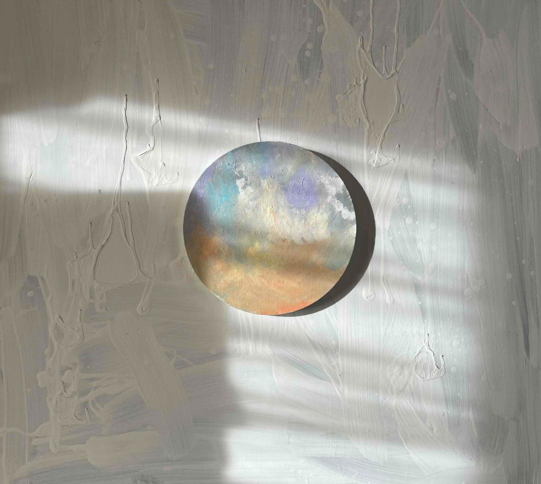 絵画 『 Aphrodite』空　油彩・原画・丸形アートパネル 直径25cm