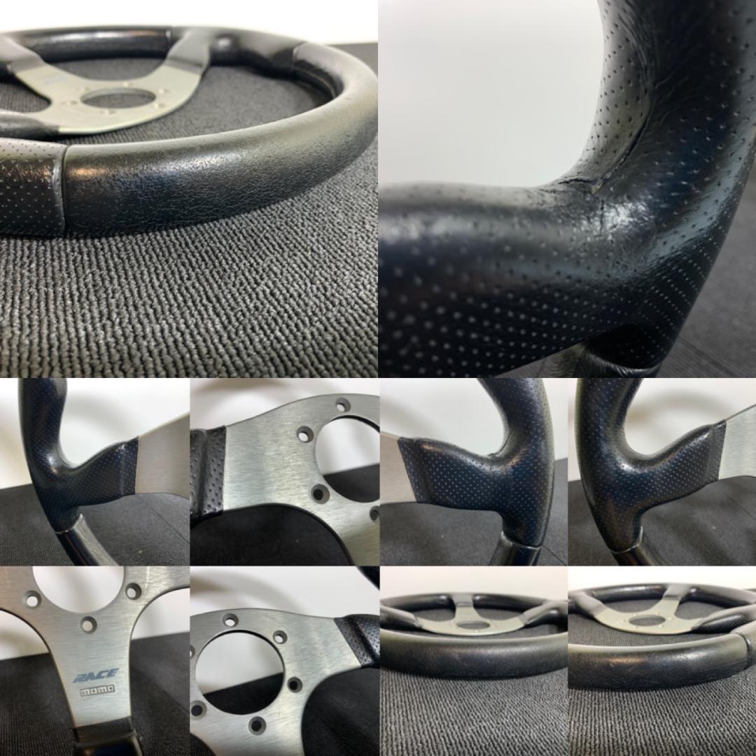 モモ RACE レース ステアリング 35パイ ブラックレザー×シルバースポーク