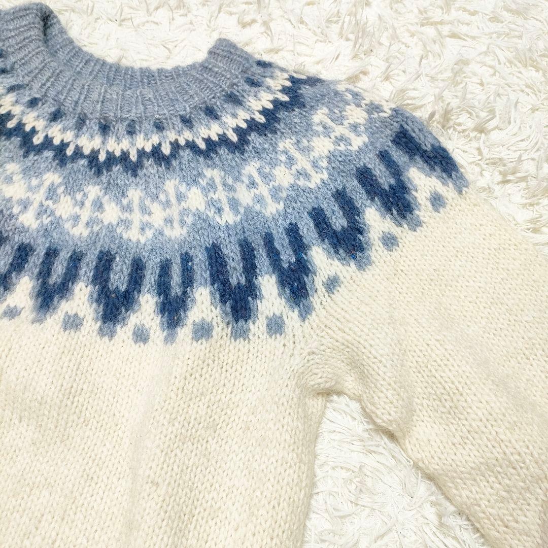 シェットランド　セーター　ノルディック柄　肉厚ピュアウール100%　XL〜XXL