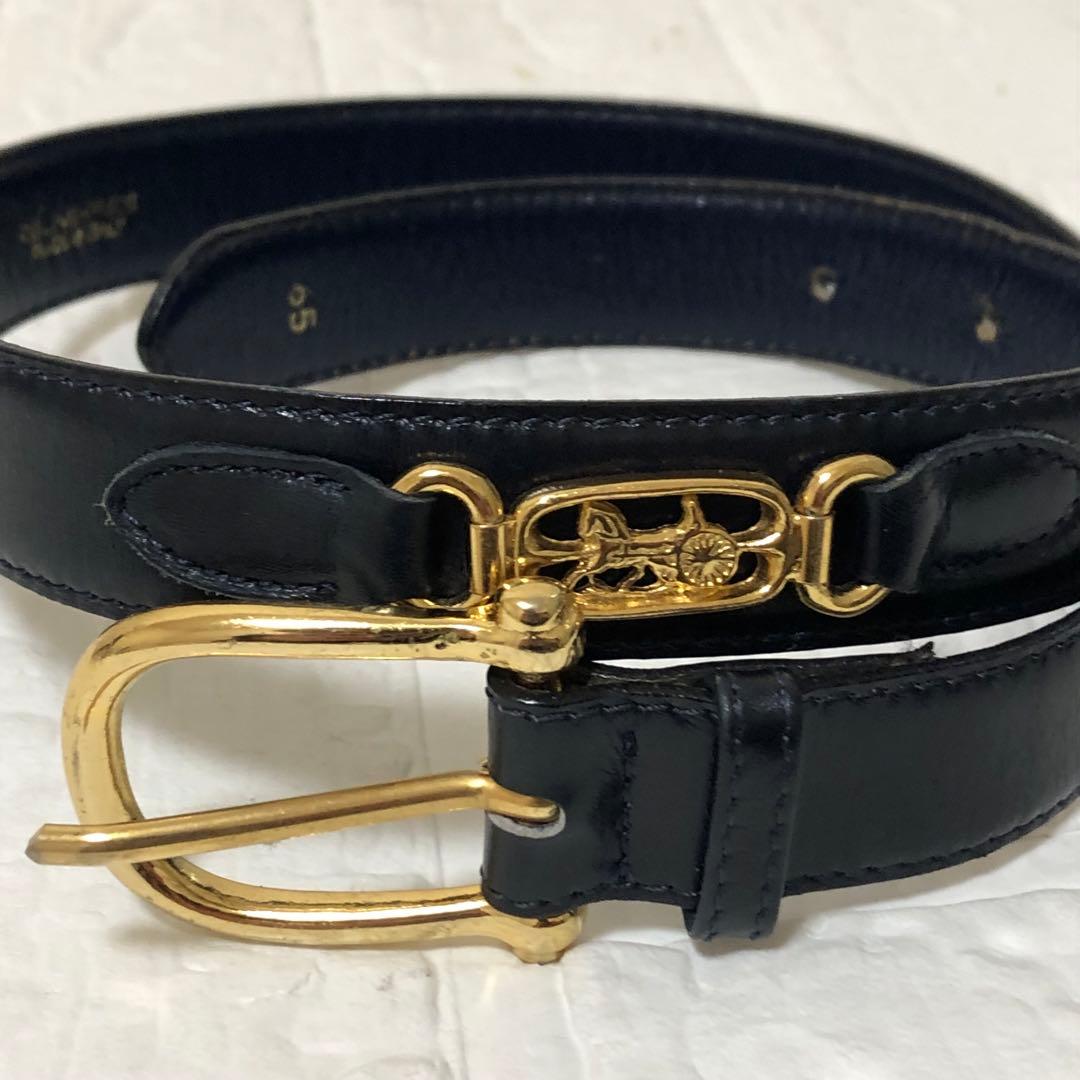 美品　CELINE セリーヌ ベルト 馬車金具 ゴールド　ブラック　レディース