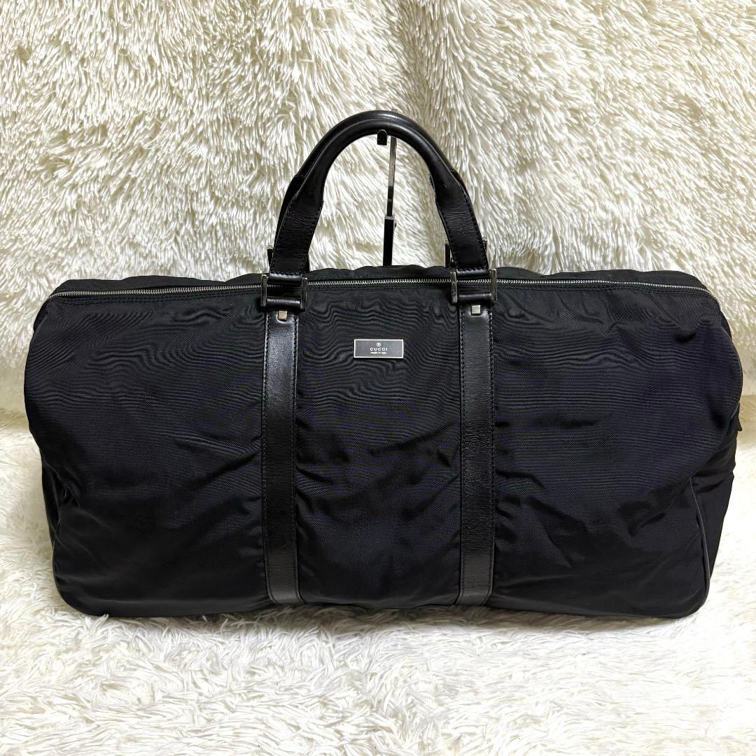 GUCCI グッチ ナイロン レザー 2WAY ボストンバッグ ロゴプレート