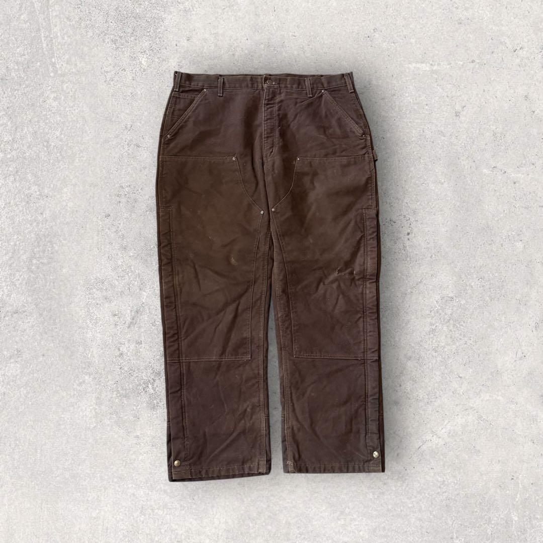 【カーハート】ダブルニー　ワークパンツ　42×32 極太　裏地キルティング j