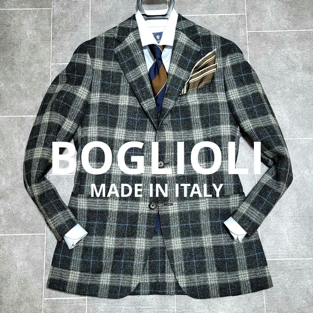 ★極美品 ボリオリ 秋冬極厚起毛ツイード ダークグレー テーラードジャケット