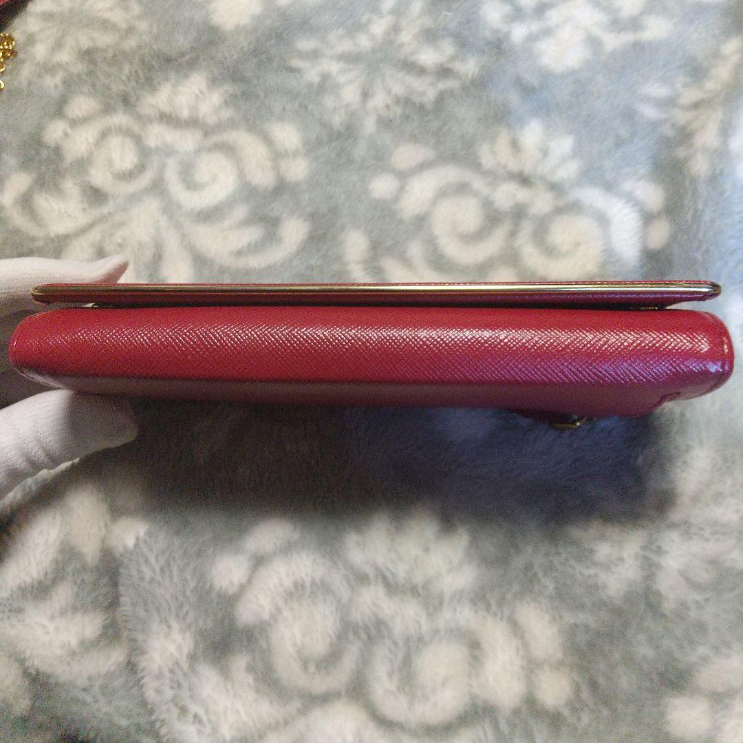 PRADA サフィアーノメタルラインレッド系 長財布