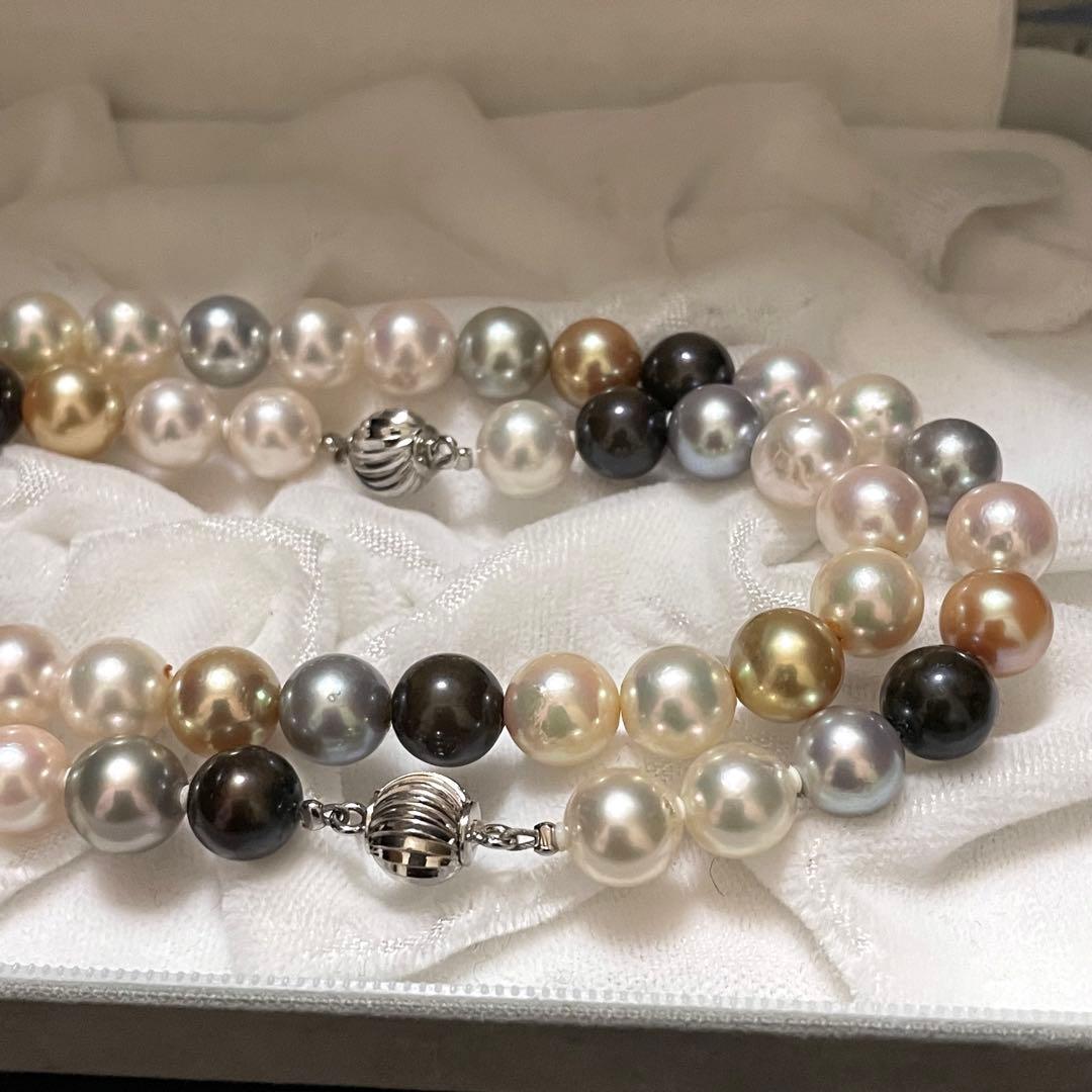 【連結可✨超大珠】あこや本真珠 ネックレス 8.0-8.5 パール マルチカラー