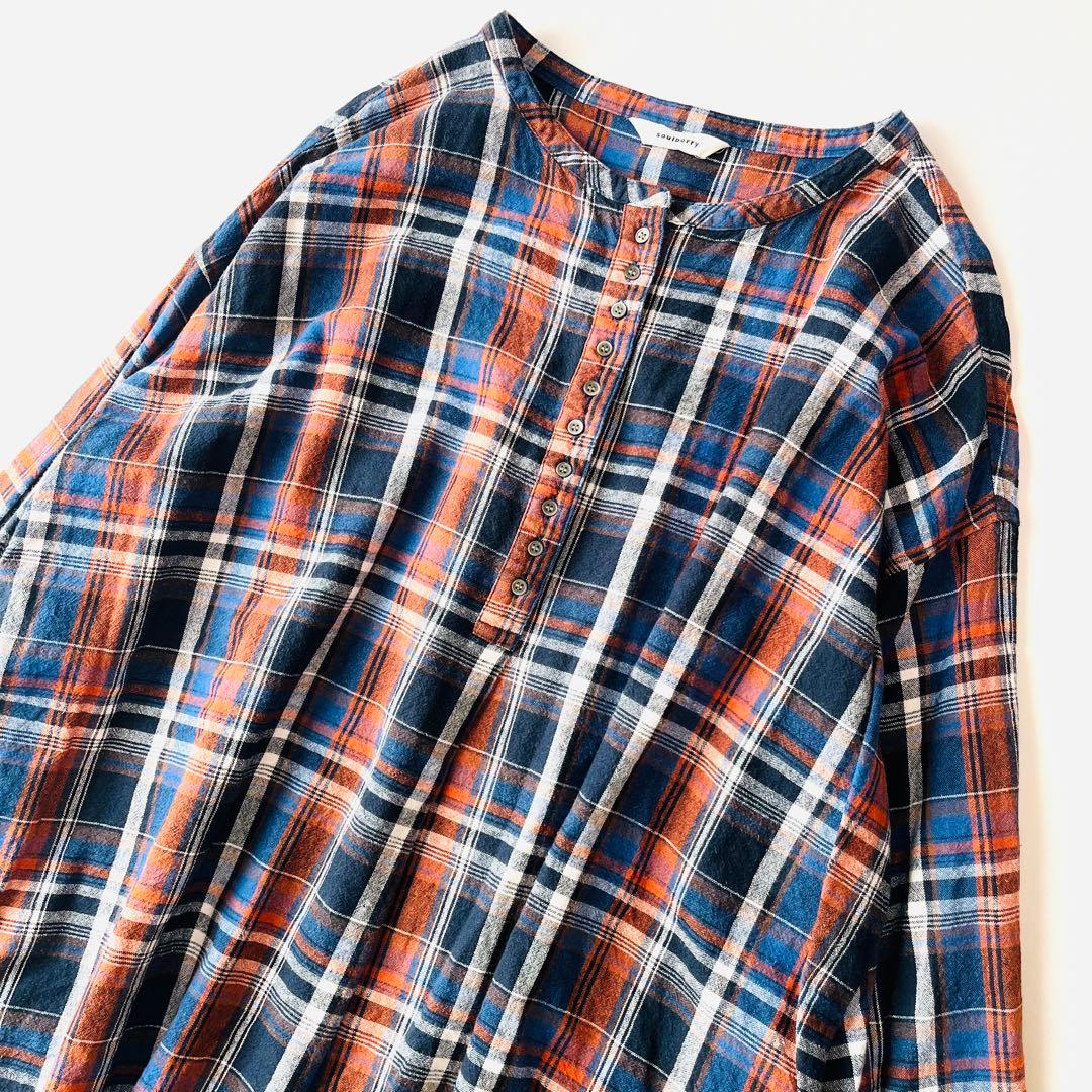 ソウルベリー はちみつ堂の冬のマドラスチェックなワンピース ゆったり 4L