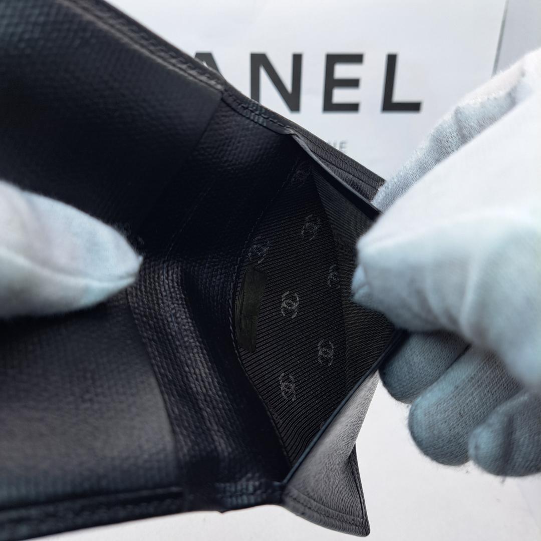 CHANEL　ココボタン　ブラック　カードケース　名刺入れ　二つ折り