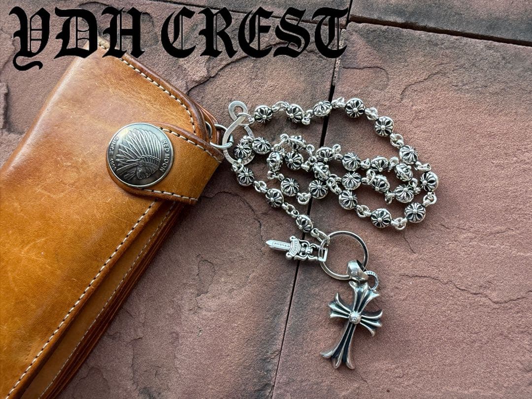 新入荷　バイカー必須　フラワークロスウォレットチェーン　刻印有り　MLCN01