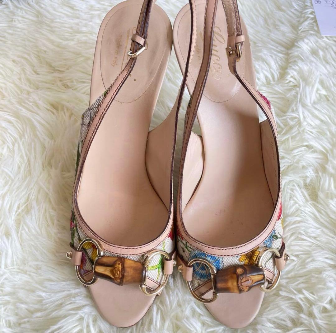 【美品】　グッチ　バンブー　ホースビット　サンダル　36 フローラ　ミュール