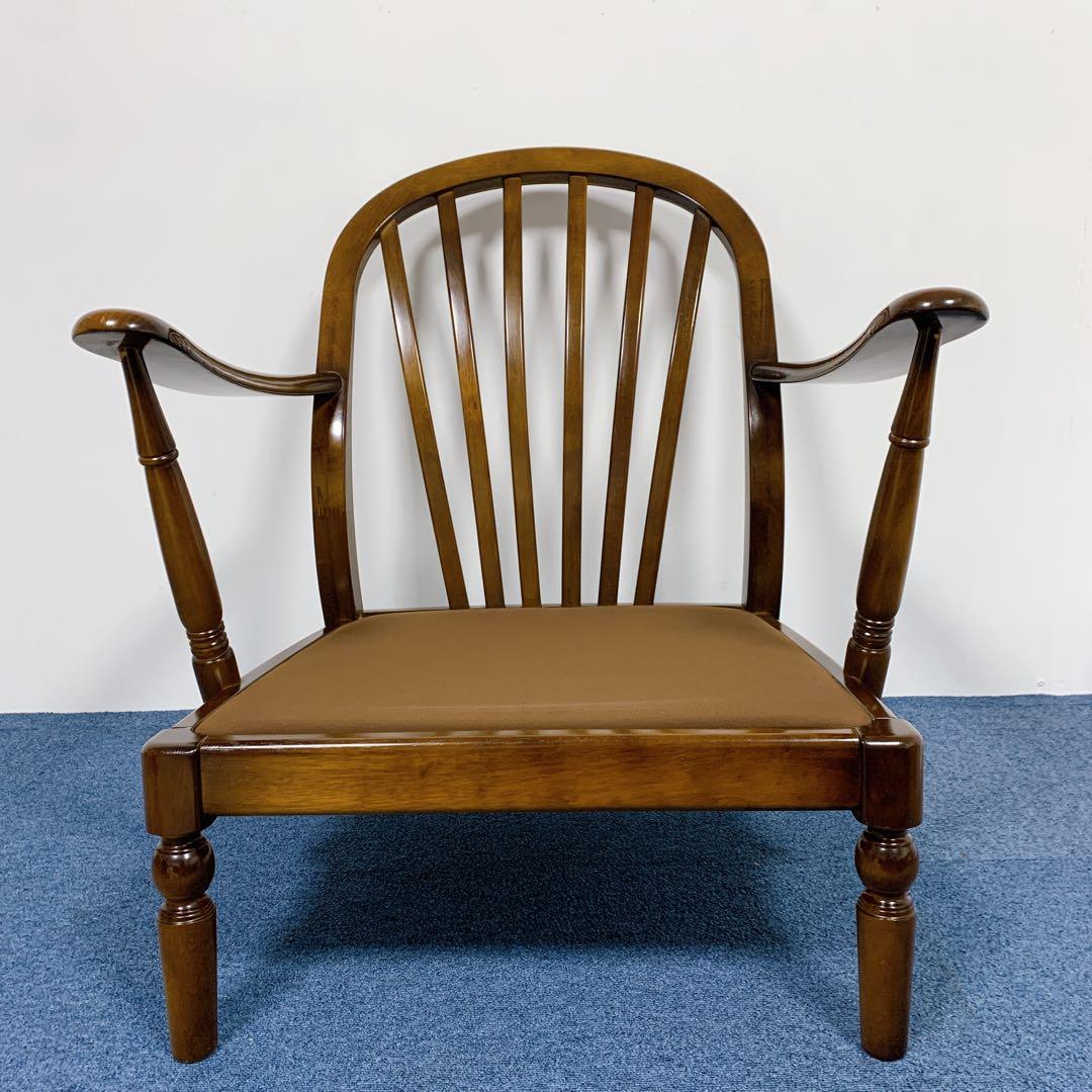 【美品】karimoku カリモク 1人掛けソファー 花柄 レトロ 高級家具