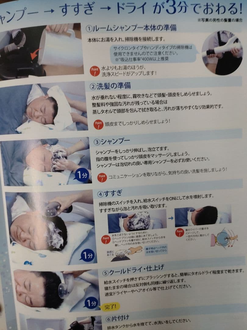 ルームシャンプー　ガードナー製　介護美容　シャンプー器