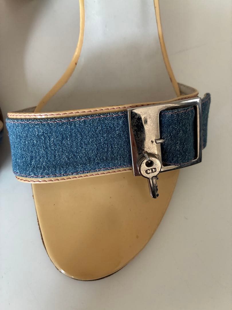 クリスチャンディオール　デニム ロック&チャーム ミュール ヒール　難あり