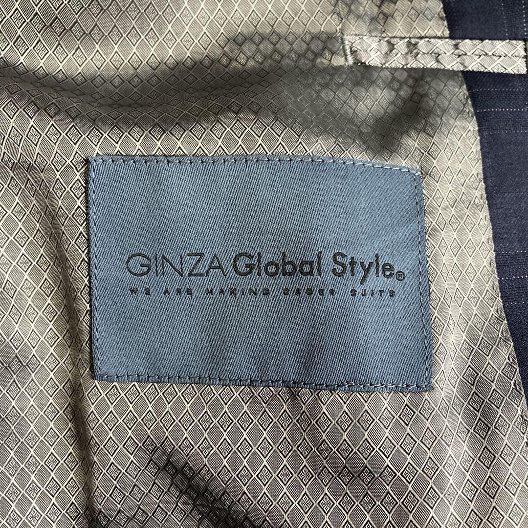◎極美品 銀座グローバルスタイル×ゼニア 高級生地 人気 ネイビー+チェック柄1
