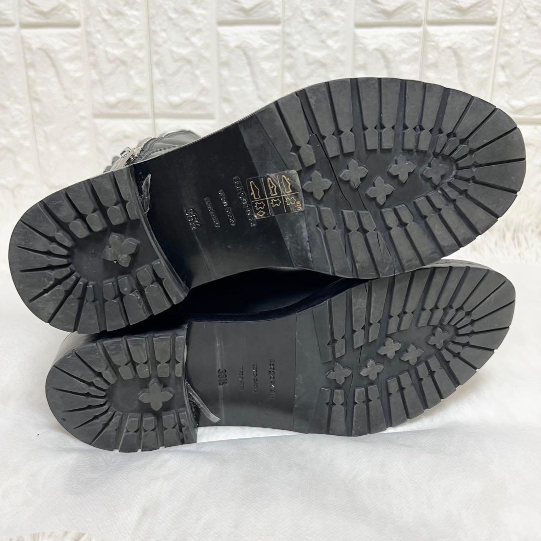 セルジオロッシ　スタッズワークブーツ　ショートブーツ　レースアップ　サイドジップ