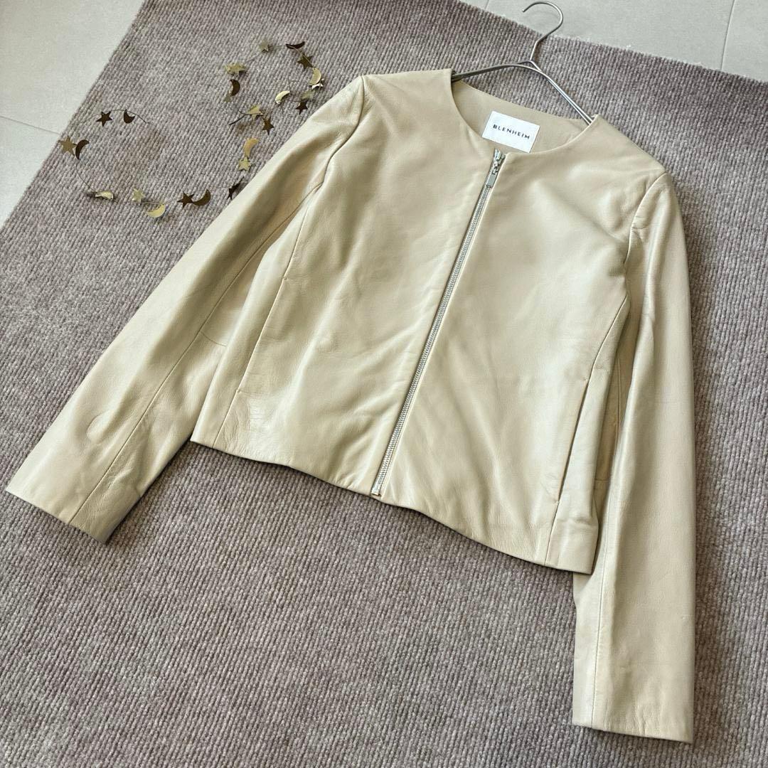 極美品 ブレンヘイム♡ラムレザー ノーカラー ライダース ジャケット M