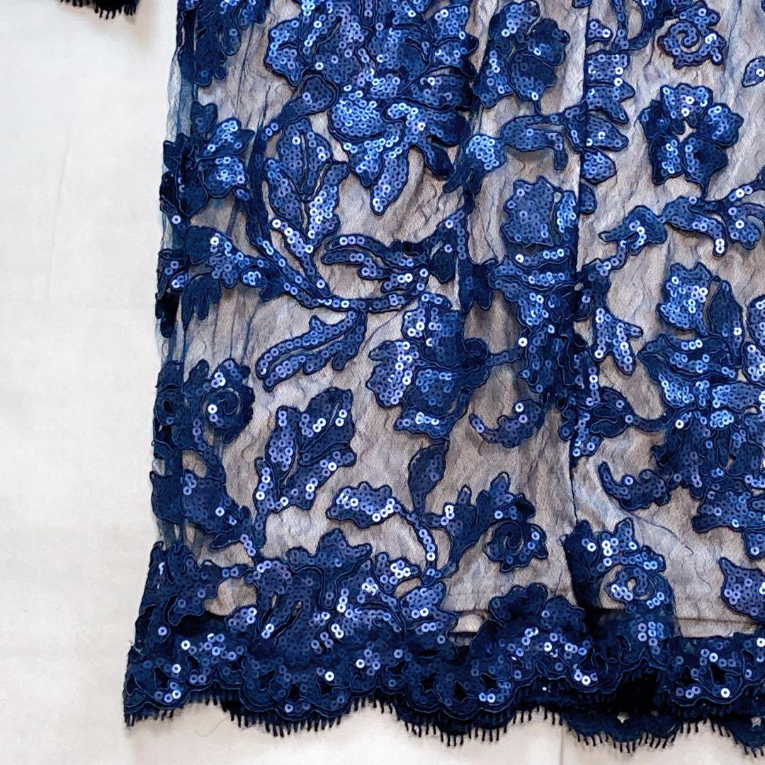 美品 タダシショージ 高級ドレス スパンコール 総コードレース