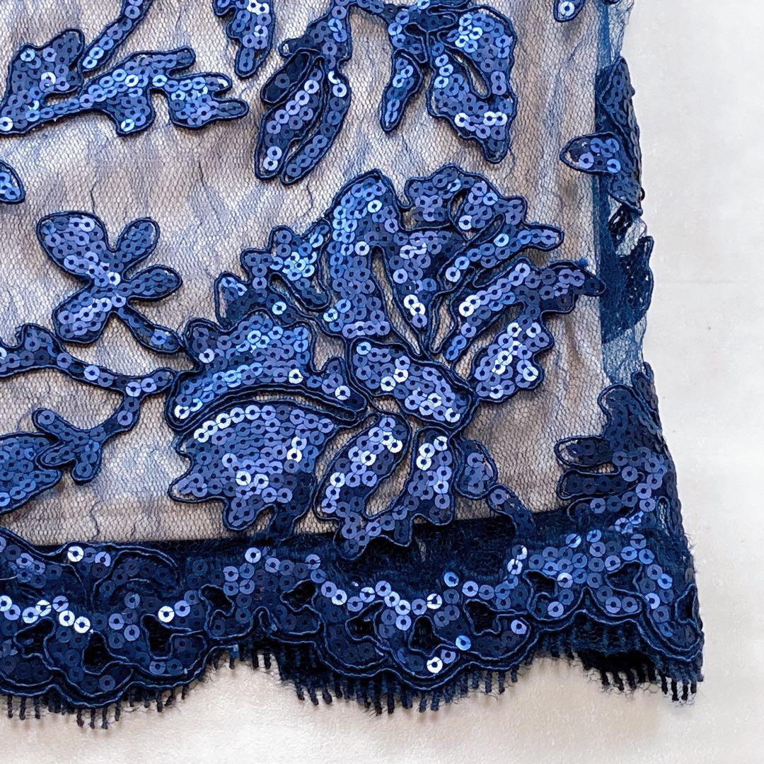 美品 タダシショージ 高級ドレス スパンコール 総コードレース