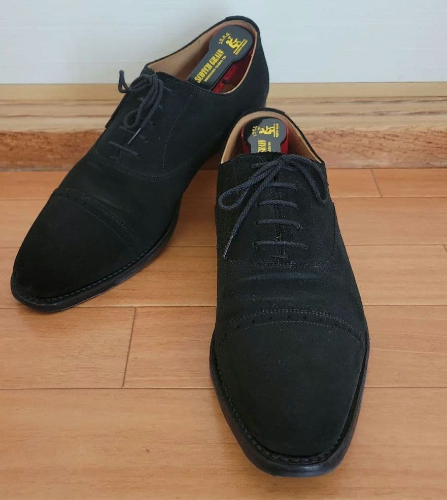 スコッチグレインブラック スエード ドレスシューズ