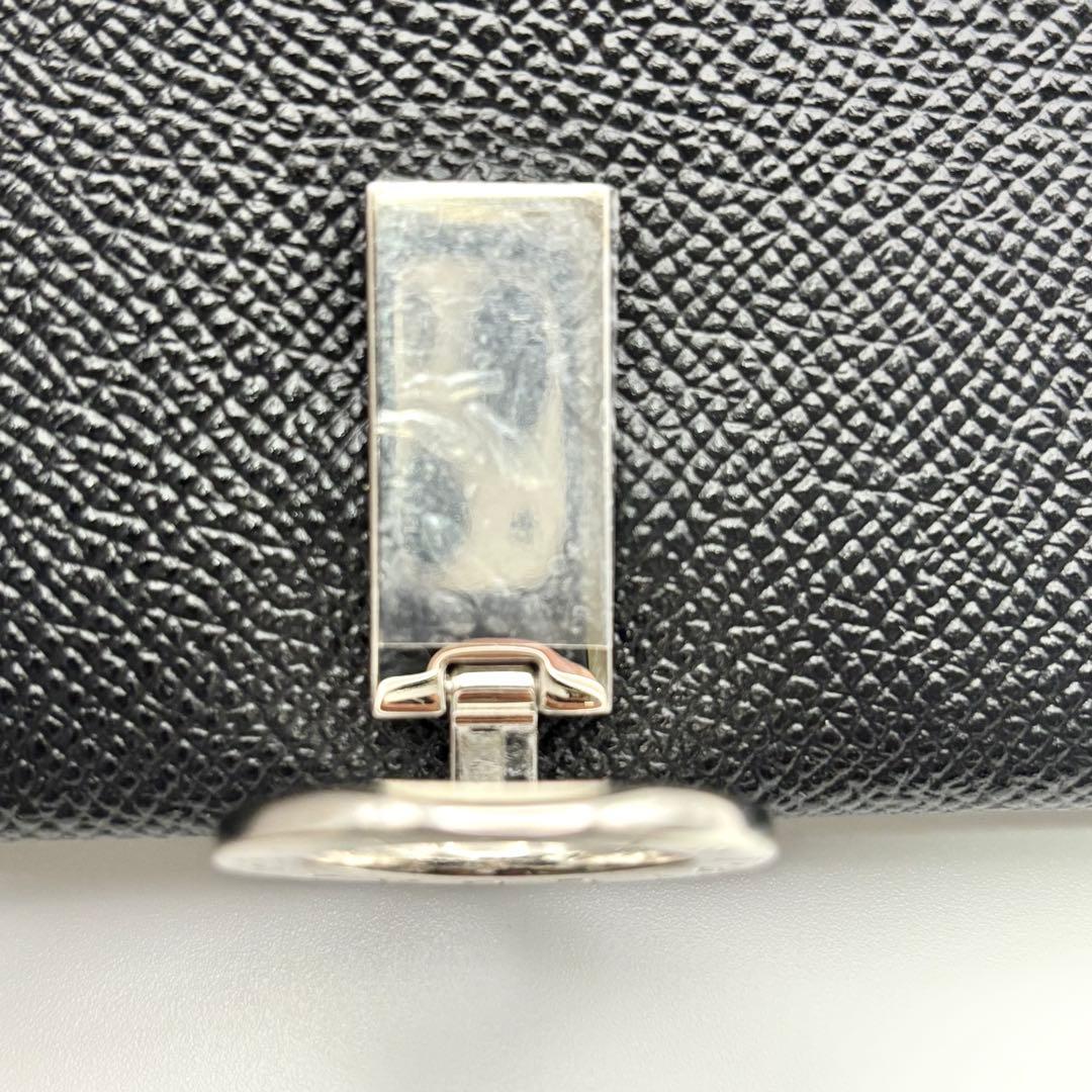 未使用級✨ブルガリ 名刺入れ カードケース ロゴクリップ グレインレザー 黒