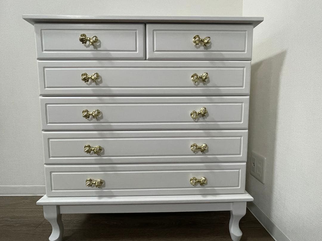 姫系ホワイト5段チェスト