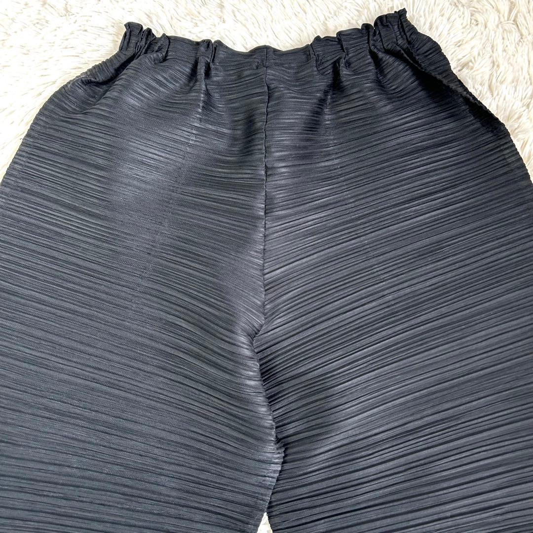 【美品】 プリーツプリーズ 24SS 変形 横プリーツ パンツ サルエル 黒 3