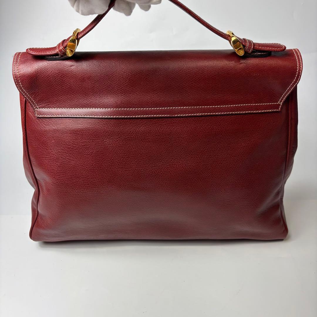 美品 ロエベ ビジネスバッグ 2way ボストン シボ革 ショルダー アナグラム