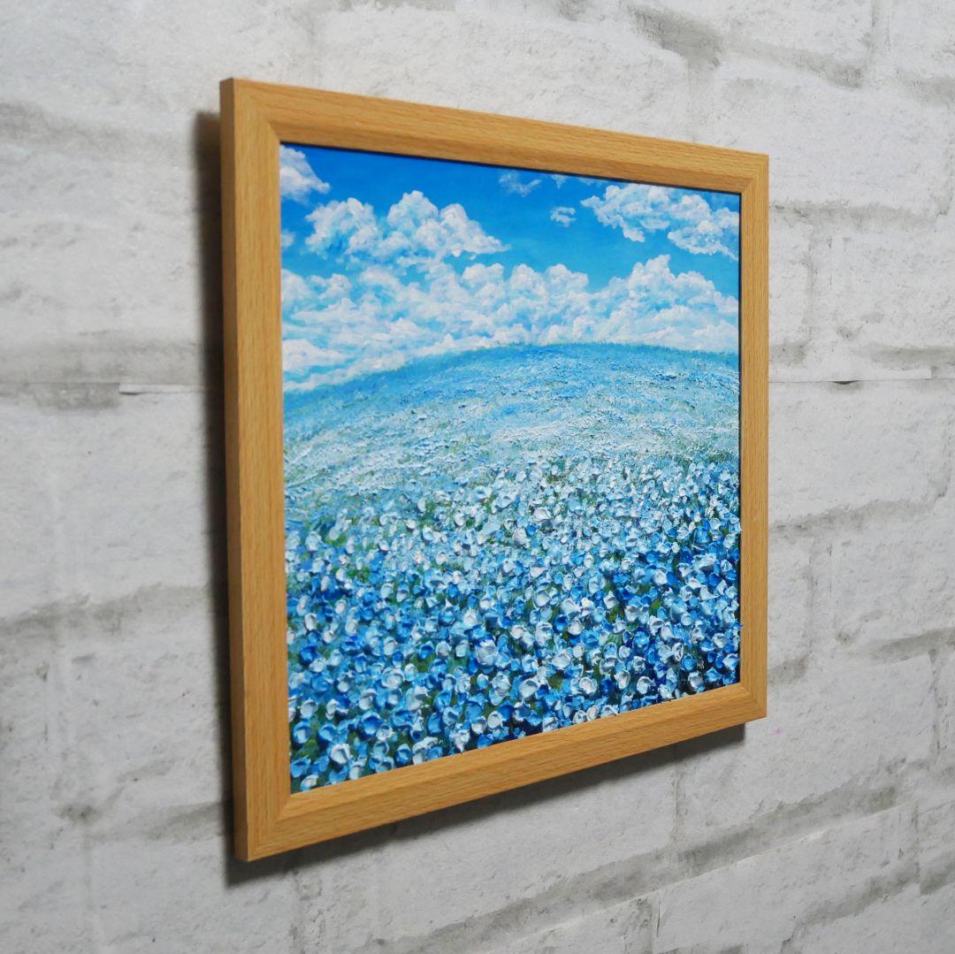 油絵 油彩 油彩画 絵 絵画【空と雲の青い丘】