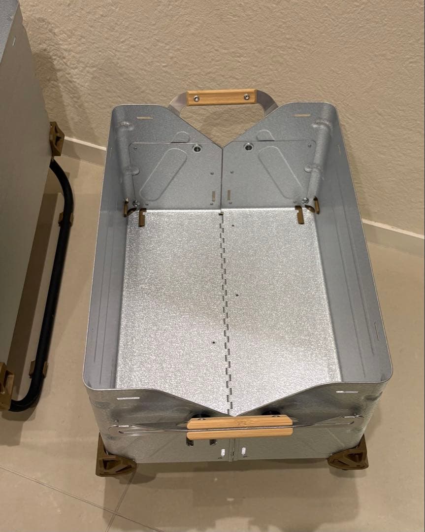 スノーピーク シェルフコンテナ・シェルコンレッグカスタム済　縞板天板オプション