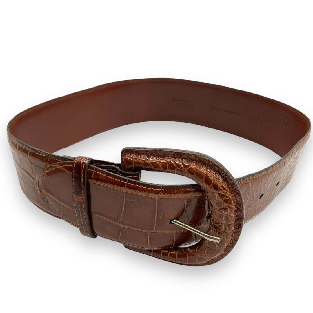 希少　レア　Ralph Lauren　ワニ革　ベルト　ブラウン　ヴィンテージ