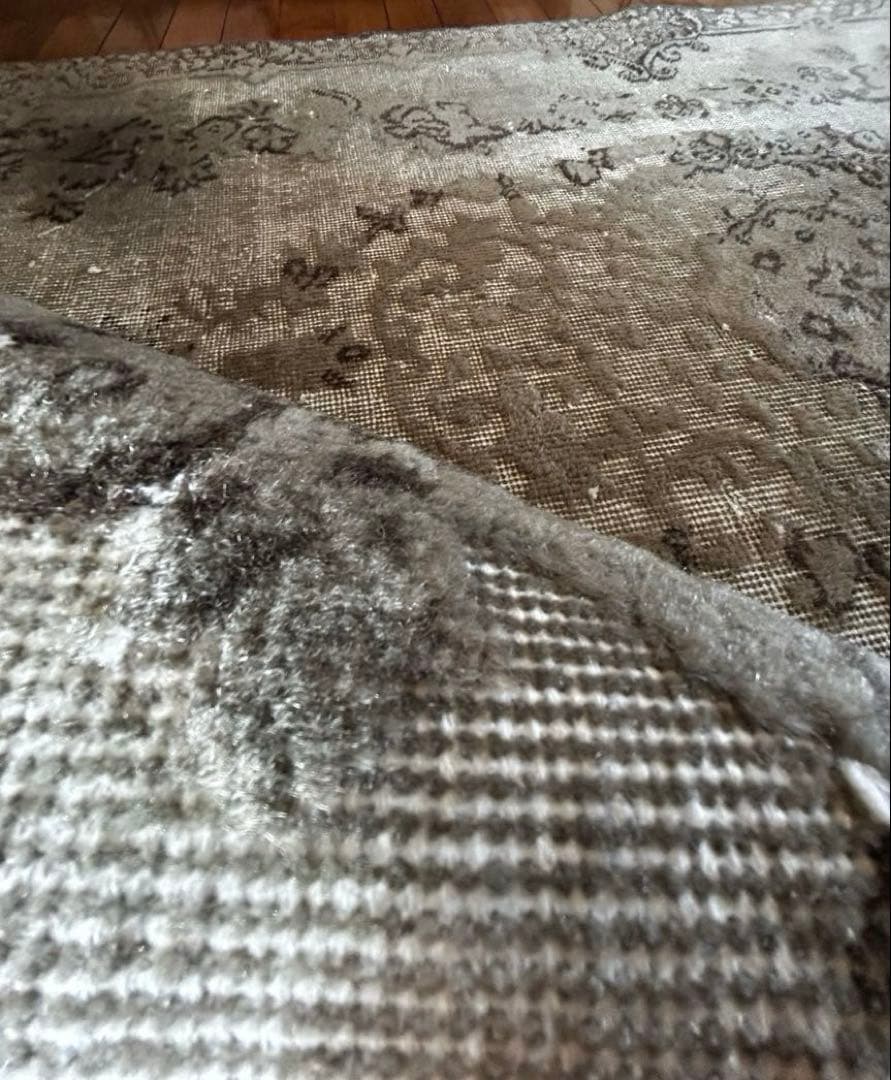 レア　ニュートラルカラー　シャビーシック　オーバーダイ　トルコヴィンテージラグ