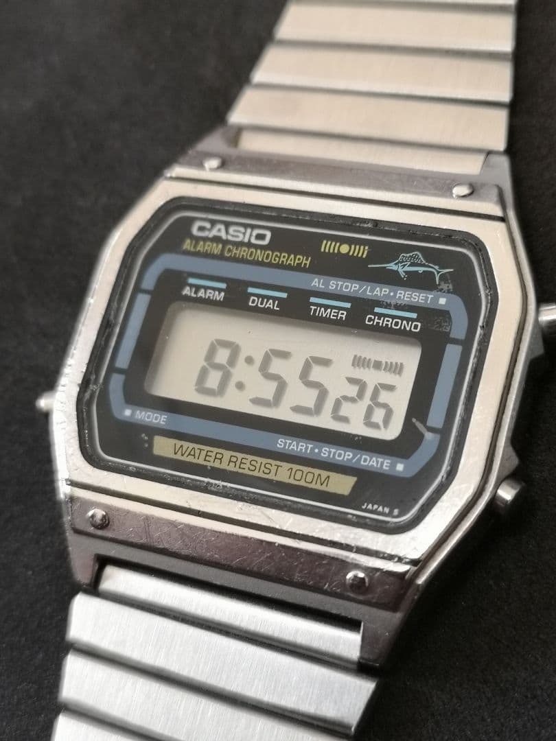80's CASIO WS-740 Marlin デジタル腕時計