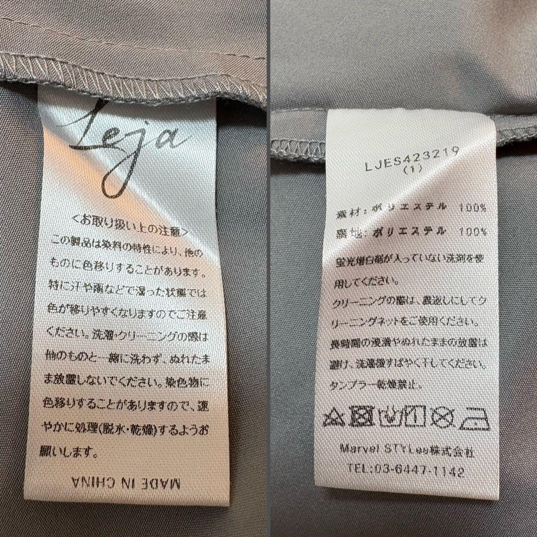 【Leja】美品 ラメ花柄刺繍ポイントレース加工チュールヘムワンピースドレス