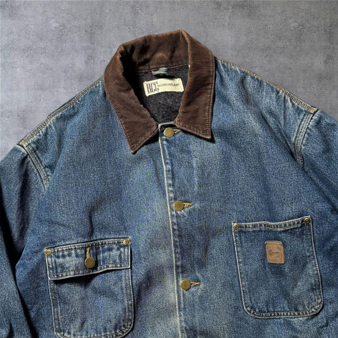 2264 古着90年代BCC WORKWEARデニムカバーオール好色落ちハチノス