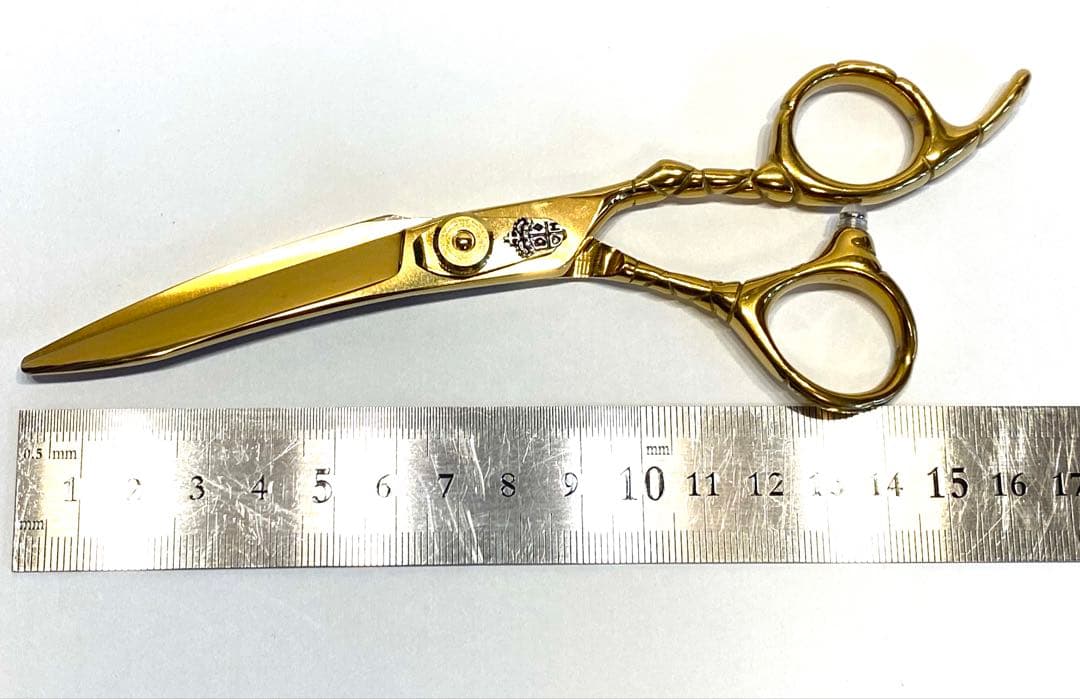 ゴールド板バネ カットシザー 6インチ 理容 美容 鋏 理美容師 シザー ハサミ