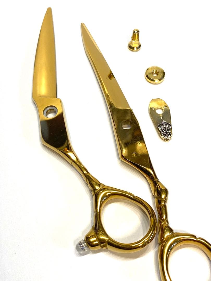 ゴールド板バネ カットシザー 6インチ 理容 美容 鋏 理美容師 シザー ハサミ