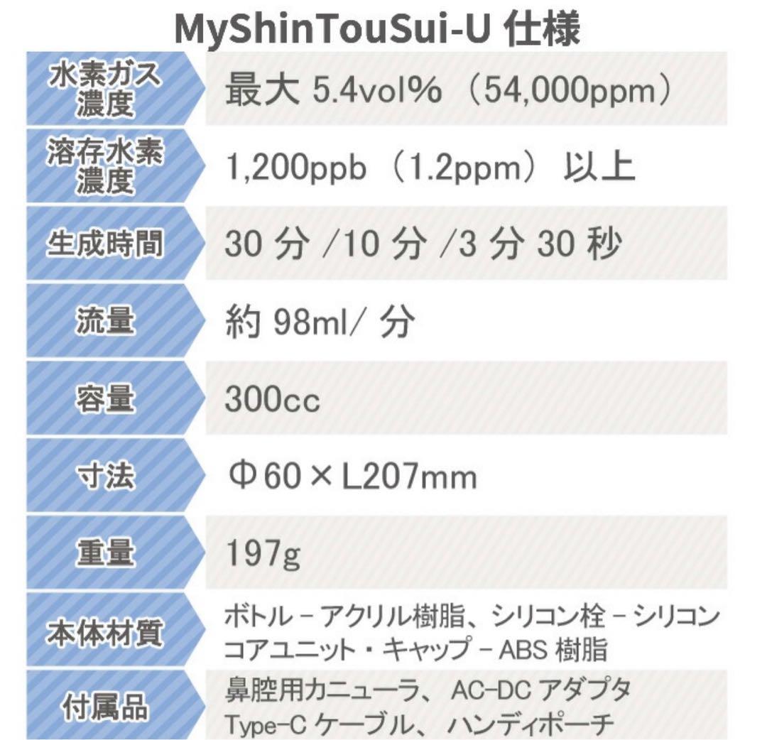 マイ浸透水 水素吸入器 （色:ホワイト） ＊目立った汚れ傷無