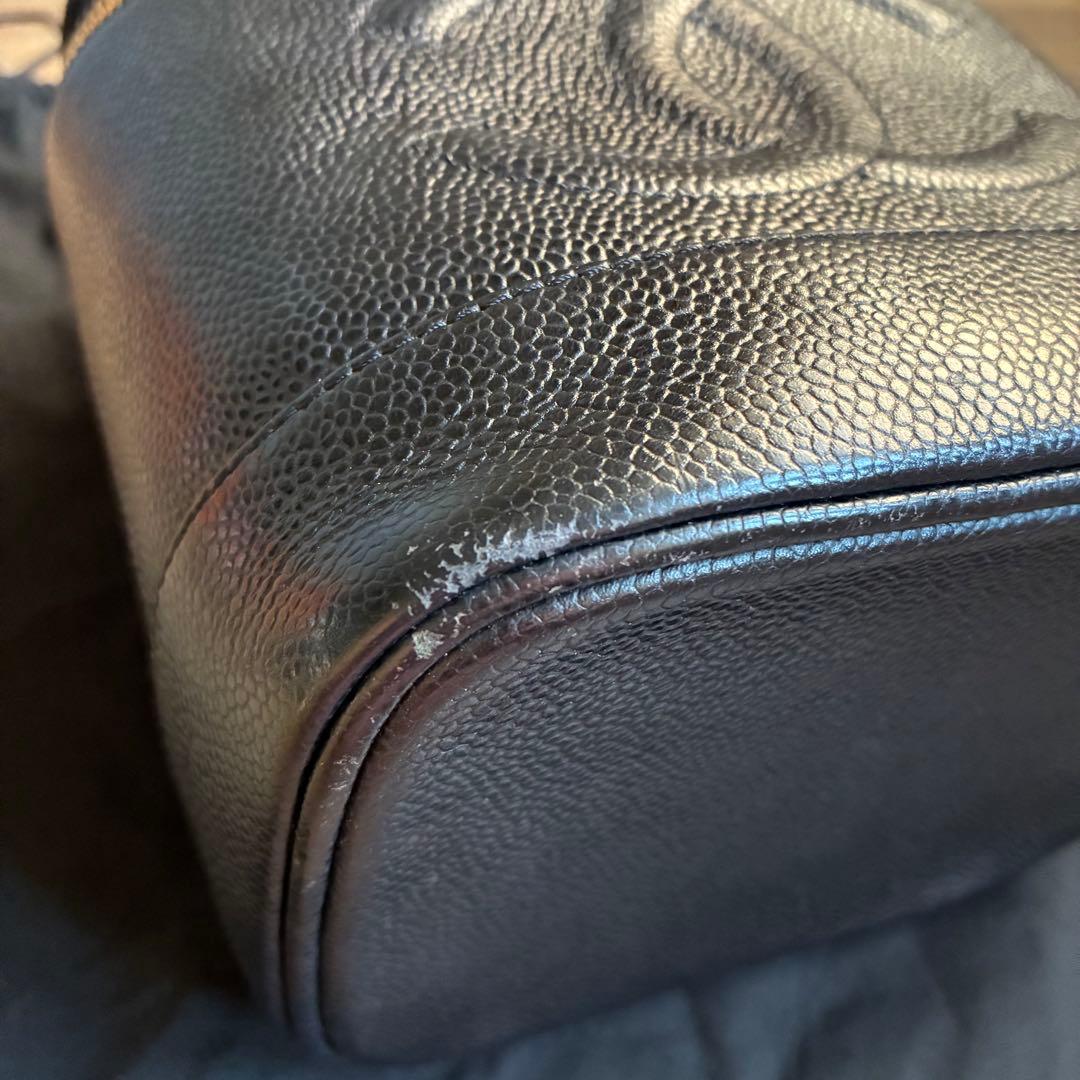 CHANEL キャビアスキン　バニティバッグ　ココマーク　ブラック