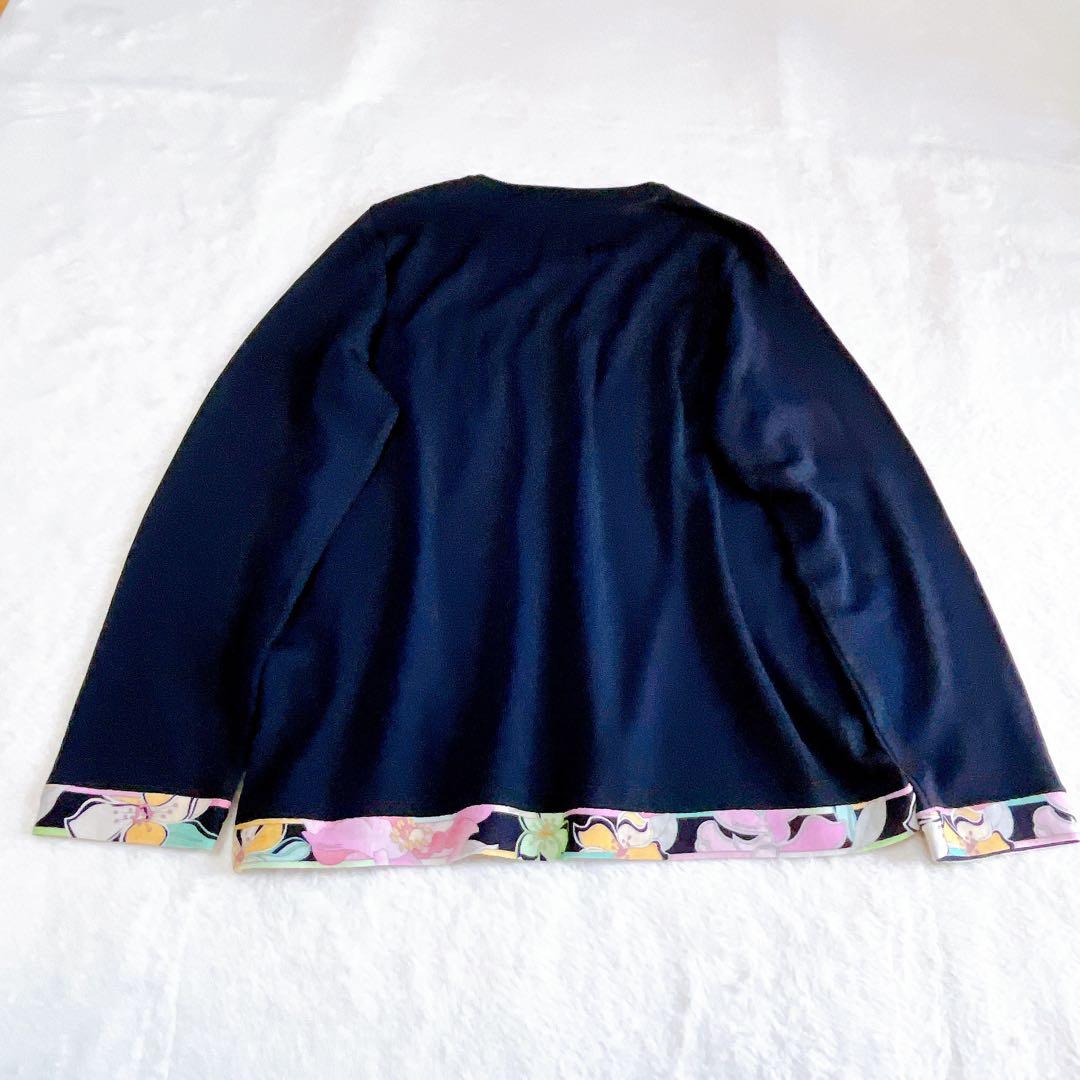 レオナール スポーツ 長袖ニット　ウール100% 大きいサイズ44ダークネイビー