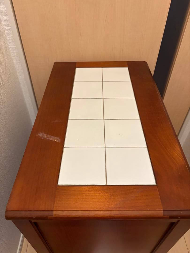 カントリー　キッチンカウンター ダストボックス 木製 ゴミ箱　キャスター付