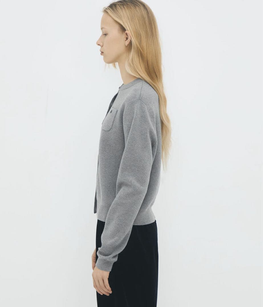 CABaN / コットンカシミヤ クルーネックカーディガン XS グレー